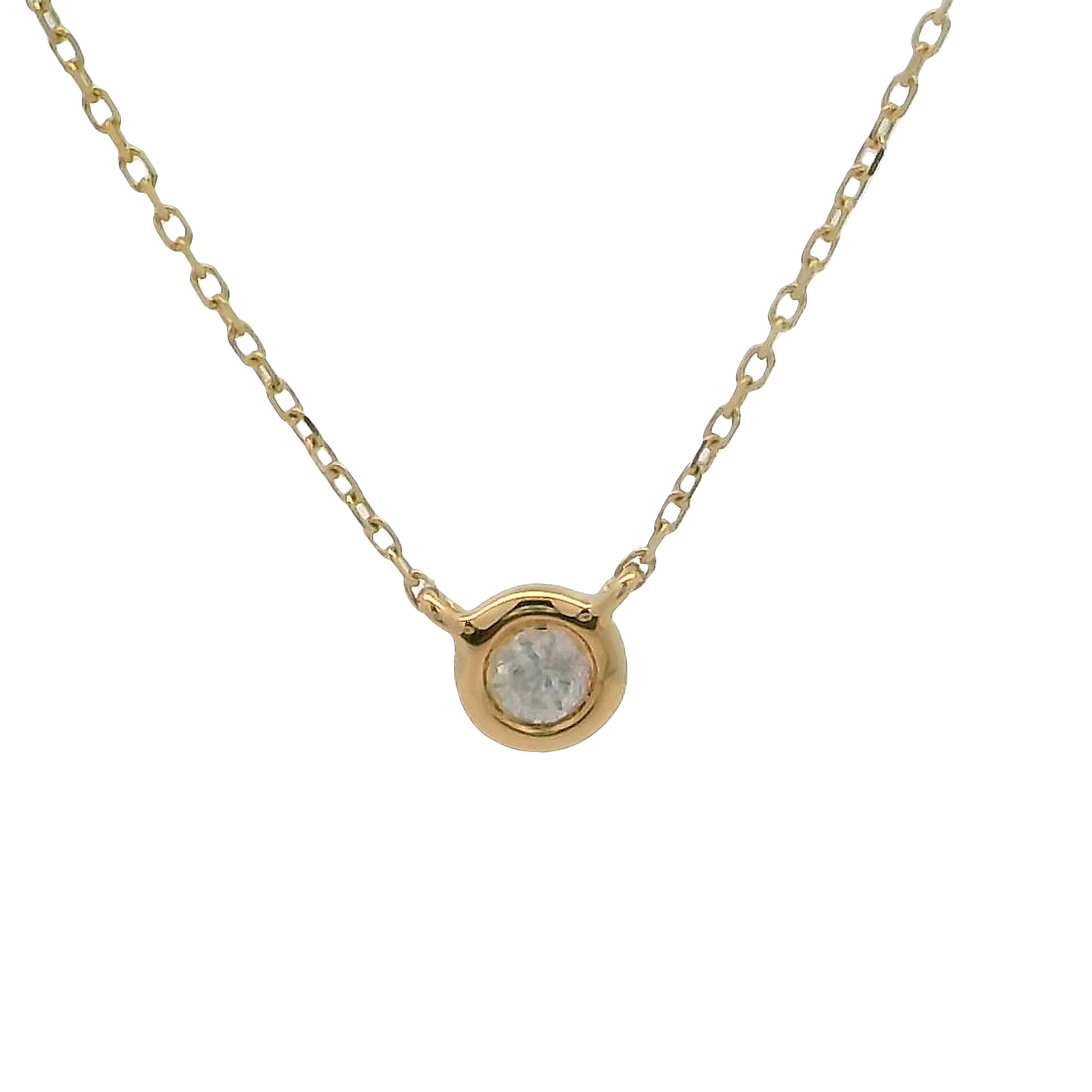 14k Yellow Gold Diamond Solitaire Necklace