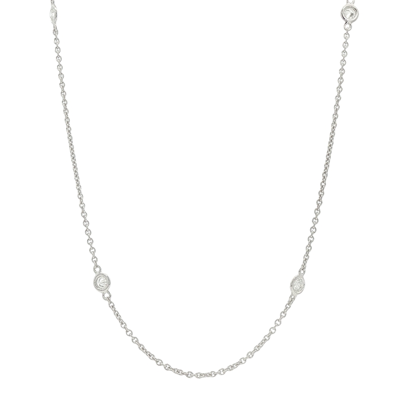 14k White Gold Diamonds By The Yard Necklace