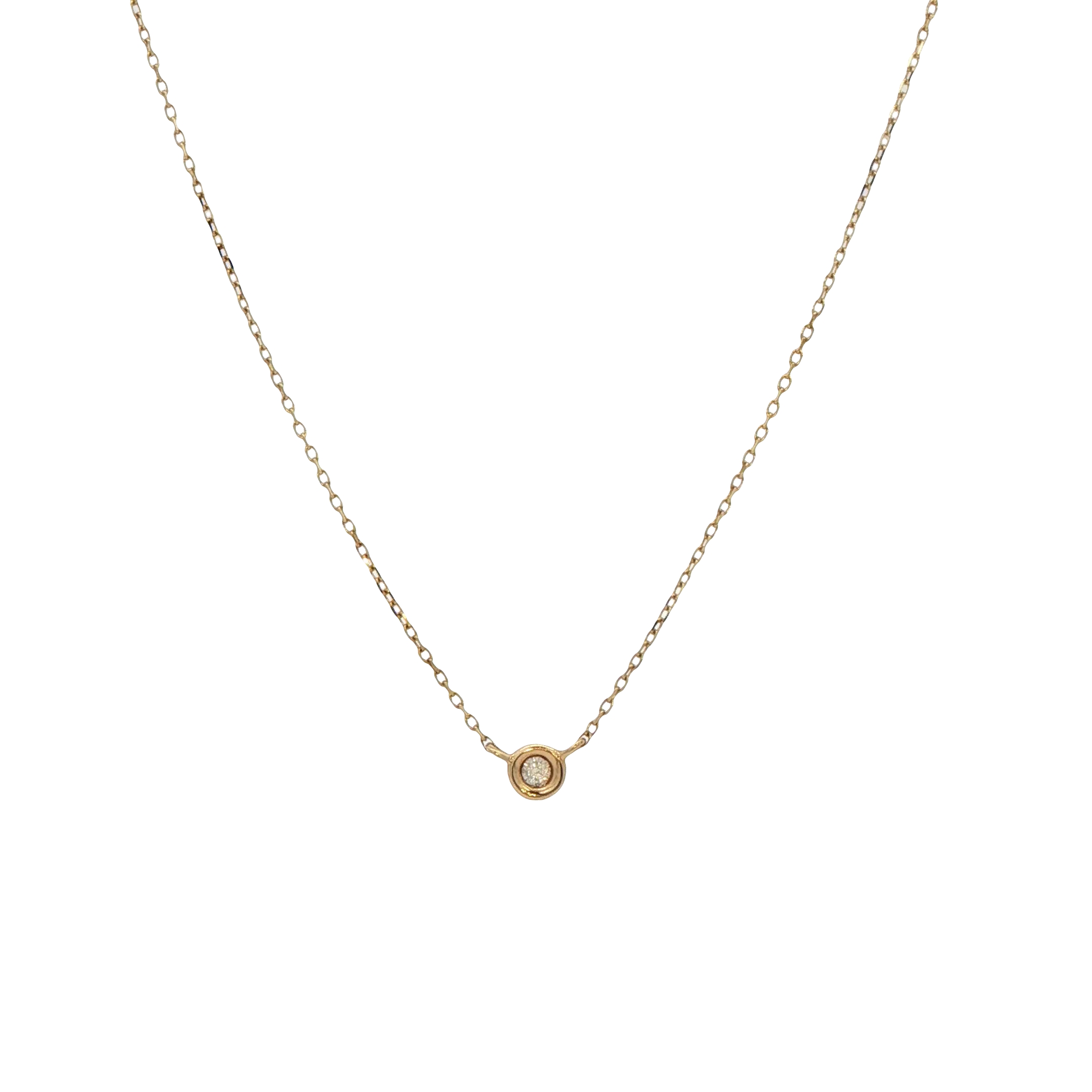 14k Yellow Gold Diamond Solitaire Necklace