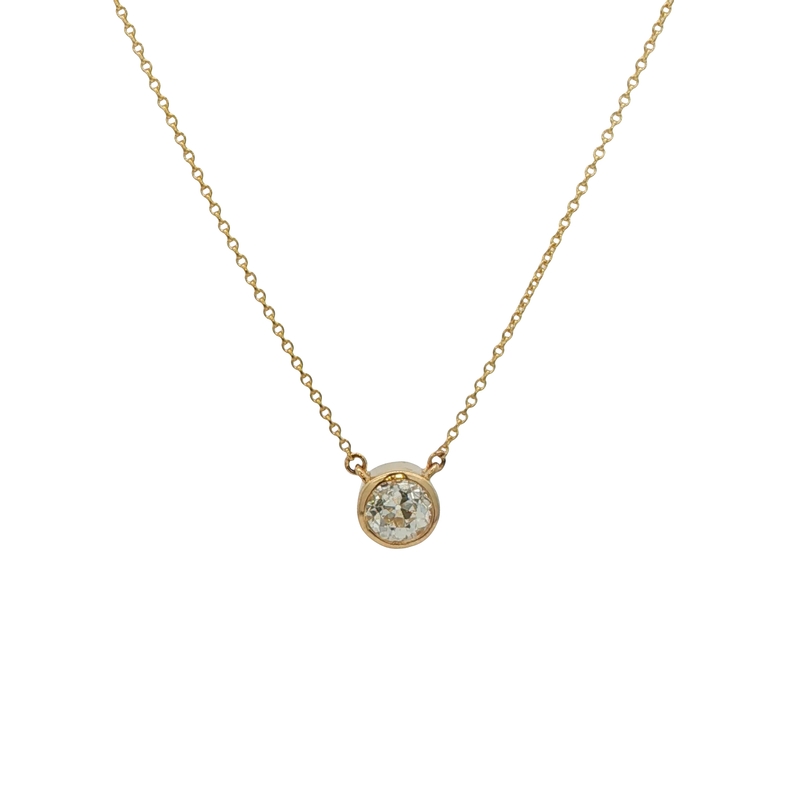 14k Yellow Gold Diamond Solitaire Necklace