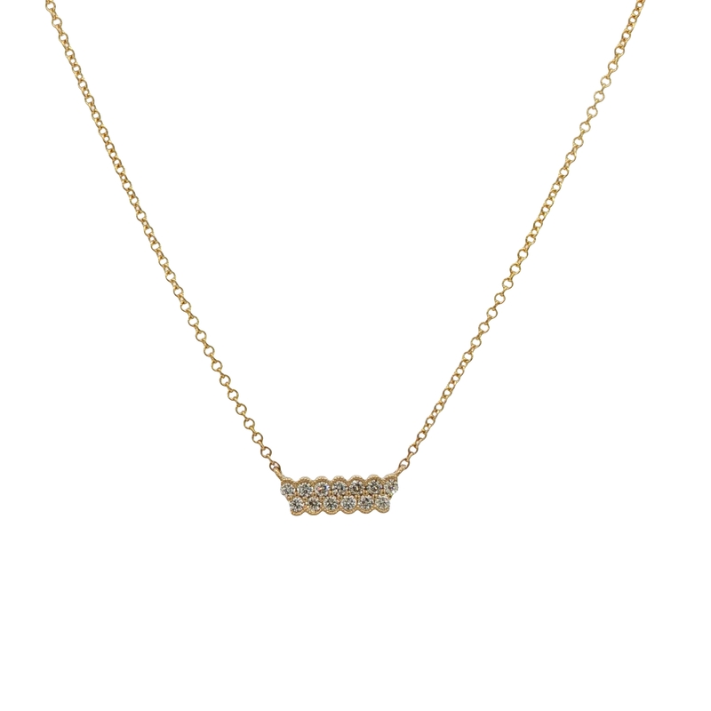 14k Yellow Gold Diamond Bar Necklace