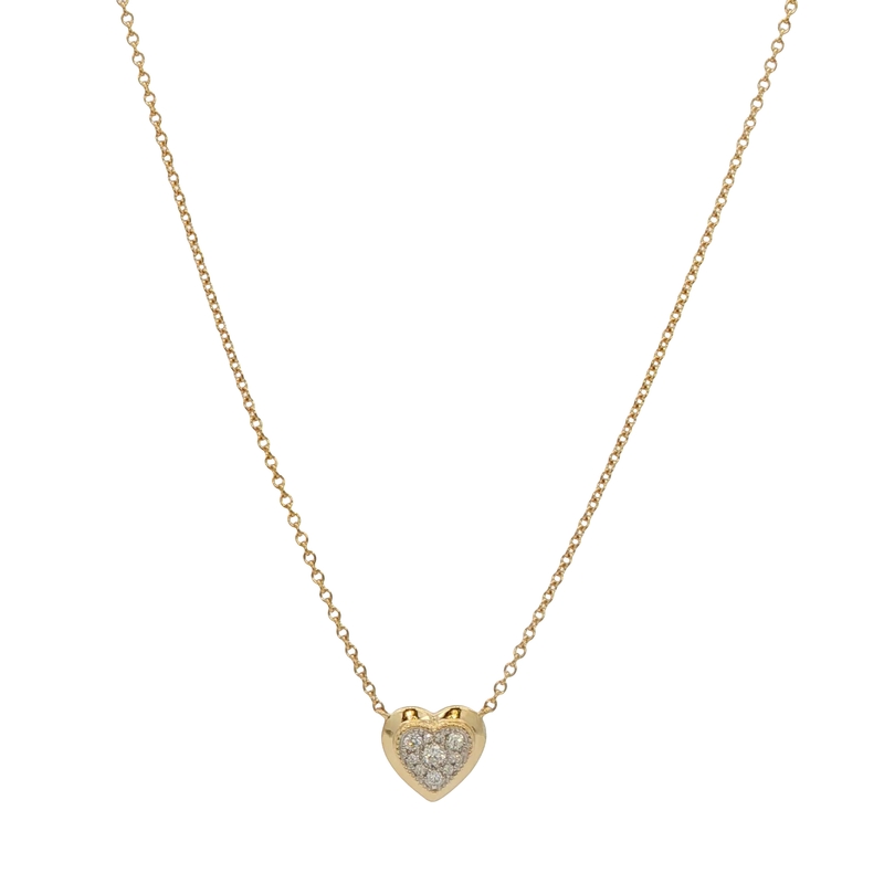14k Yellow Gold Diamond Heart Necklace