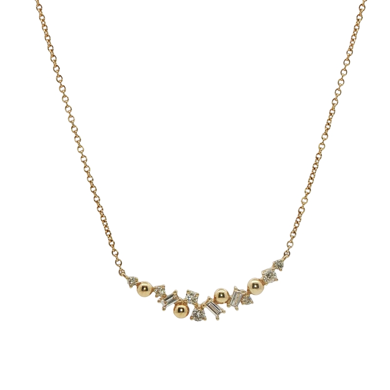14k Yellow Gold Diamond Bar Necklace
