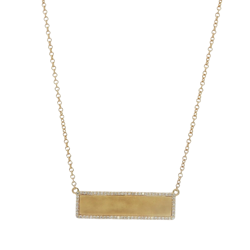 14k Yellow Gold Diamond Bar Necklace