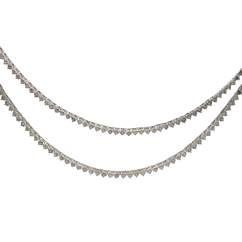 14k White Gold Double-strand Riviera Necklace