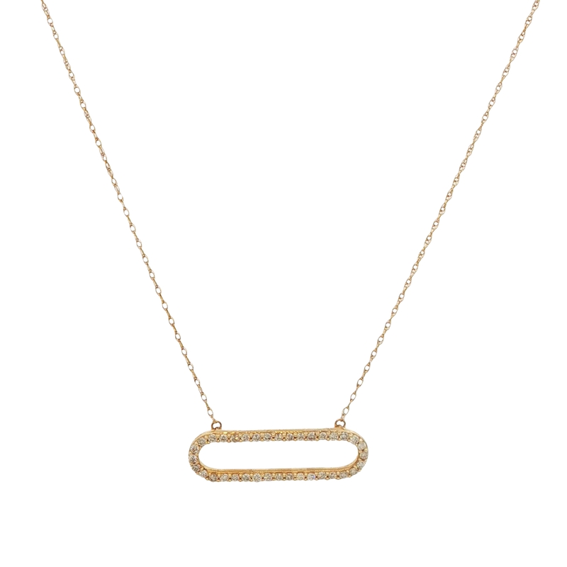14k Yellow Gold Diamond Open-bar Necklace