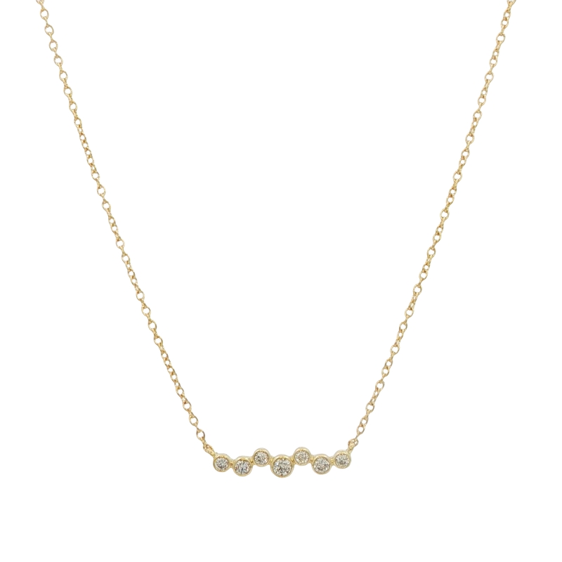 14k Yellow Gold Diamond Bar Necklace