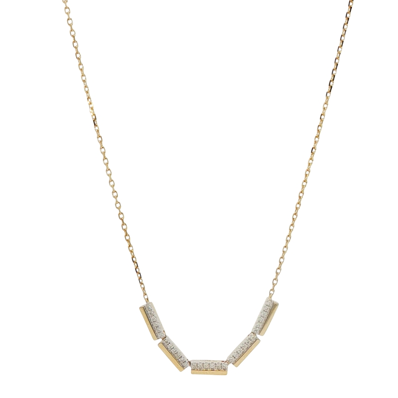 14k Yellow Gold Diamond Bar Necklace