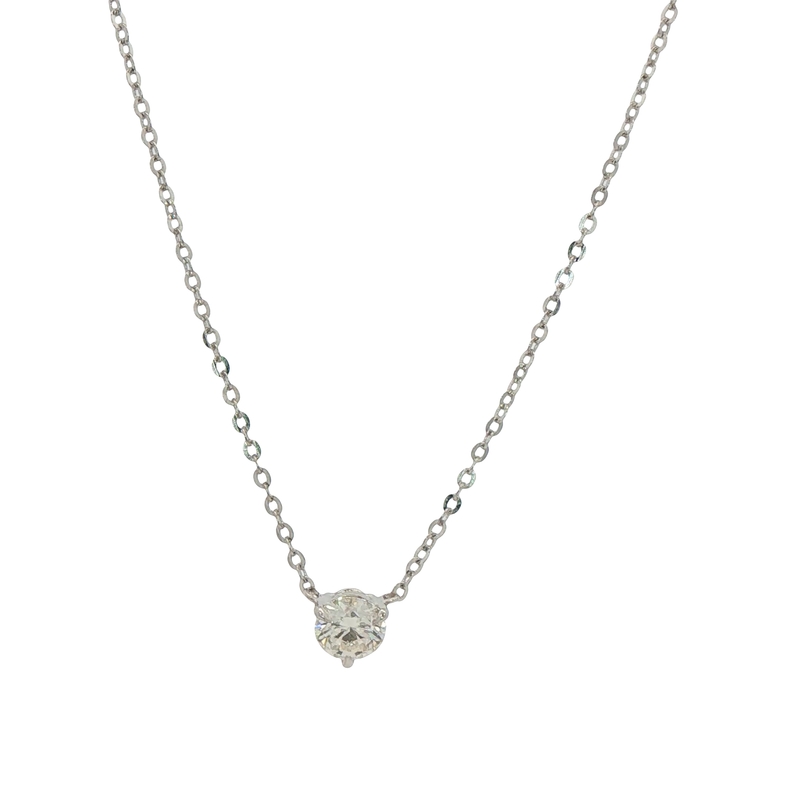 18k White Gold Diamond Solitaire Necklace