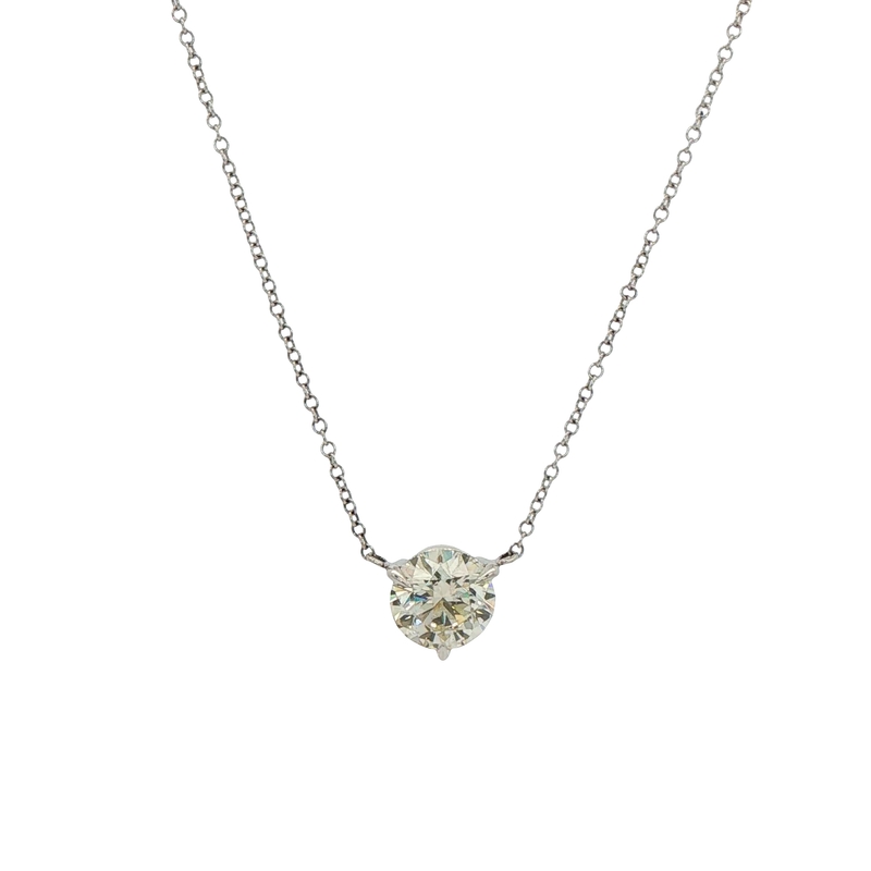 18k White Gold Diamond Solitaire Necklace