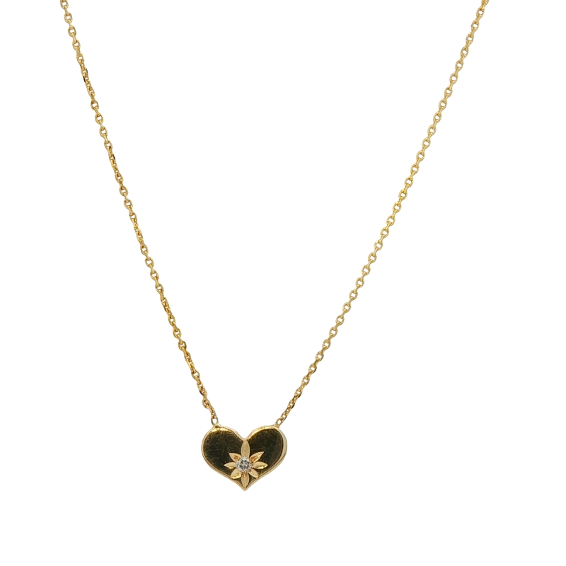14k Yellow Gold Heart Charm Necklace