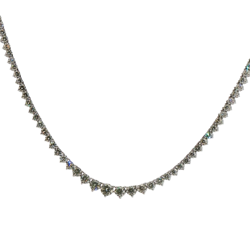 14k White Gold Diamond Riviera Necklace
