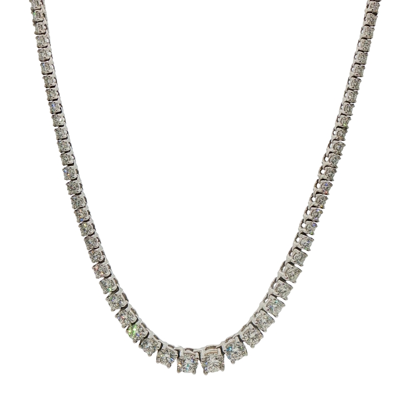 14k White Gold Diamond Riviera Necklace
