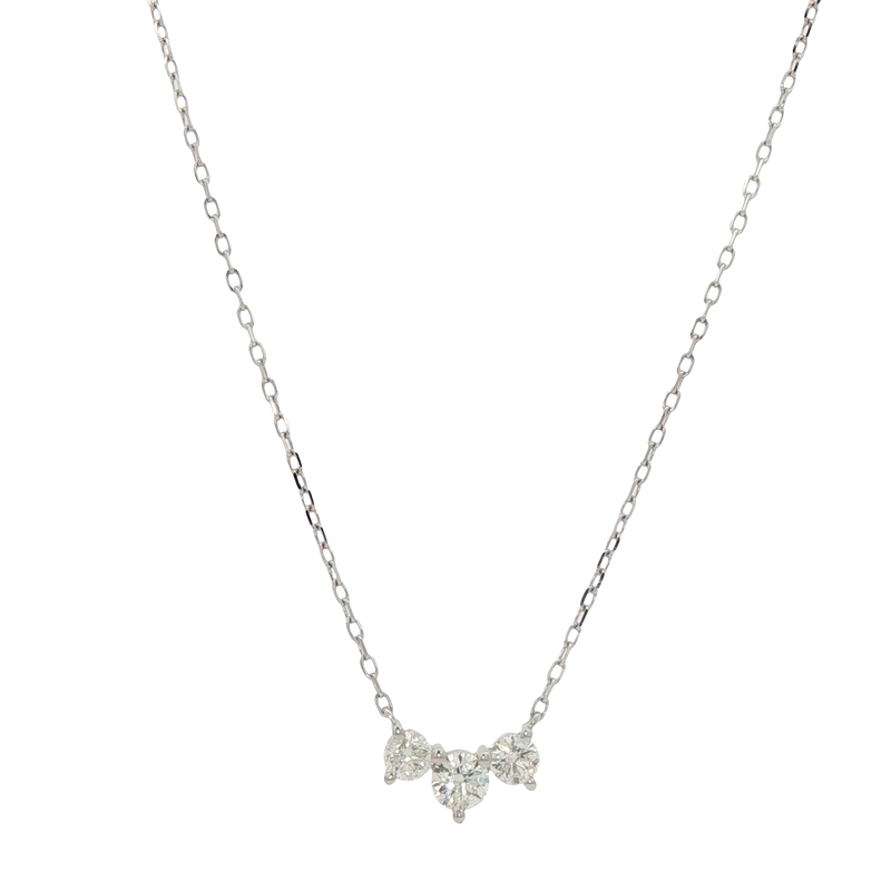 14k White Gold Diamond Bar Necklace