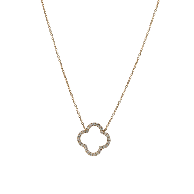 14k Yellow Gold Diamond Clover Pendant