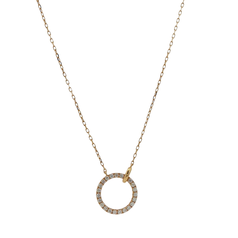 14k Yellow Gold Diamond Circle Pendant