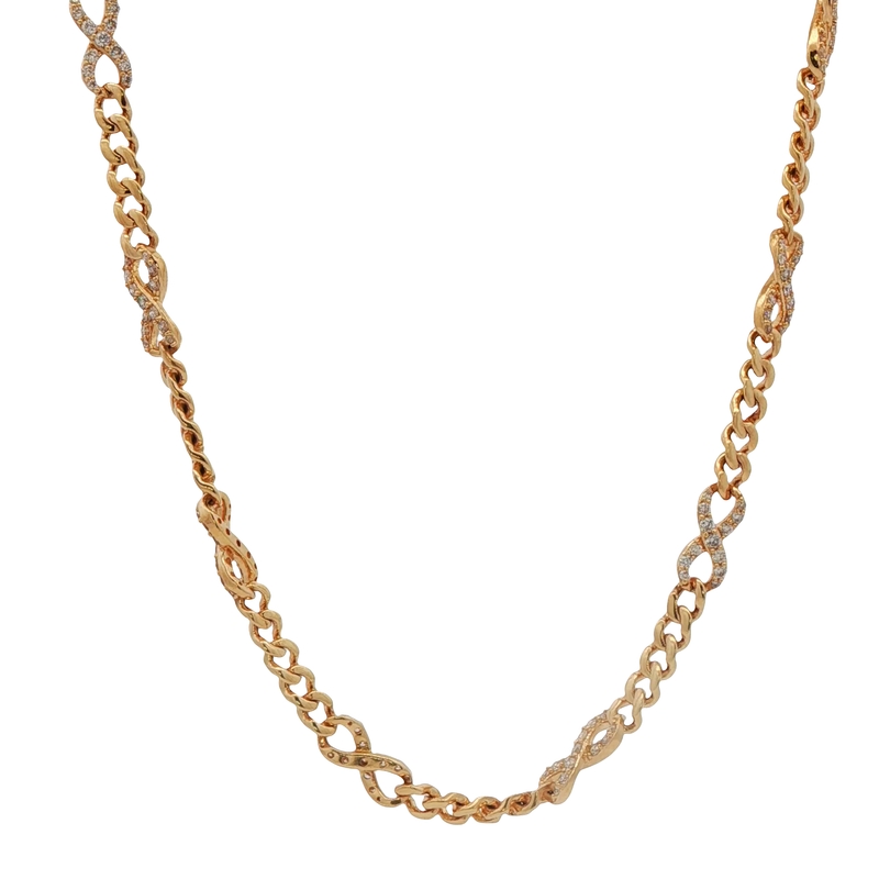 14k Yellow Gold Diamond Infinity Necklace