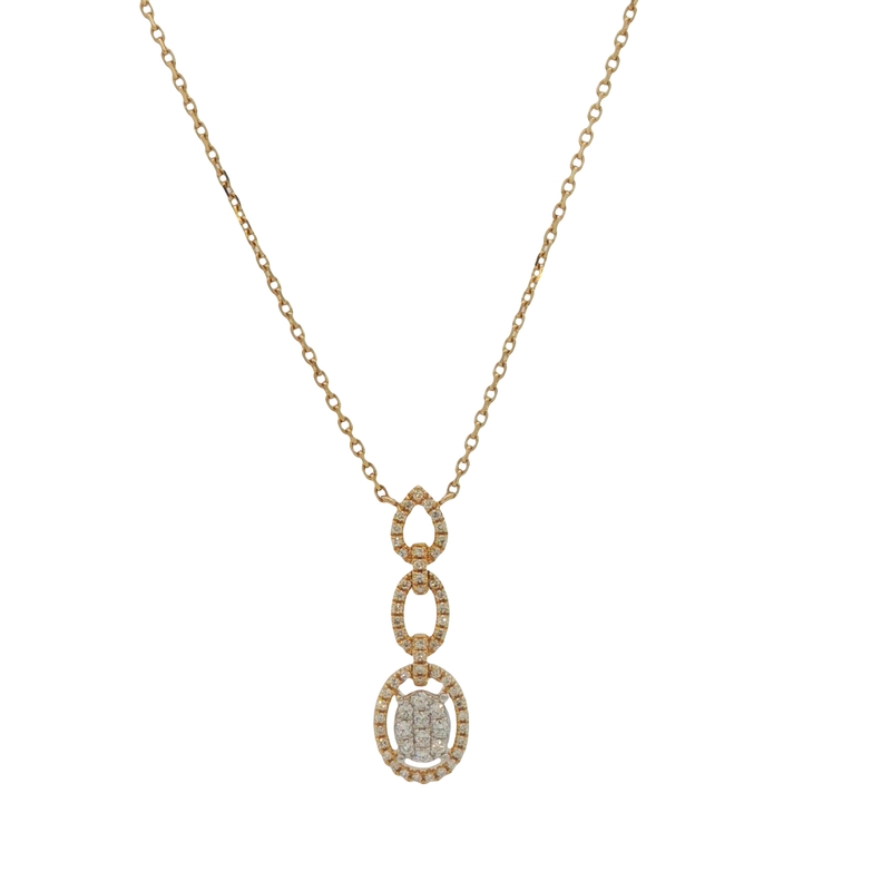 14k Yellow Gold Diamond Drop Necklace