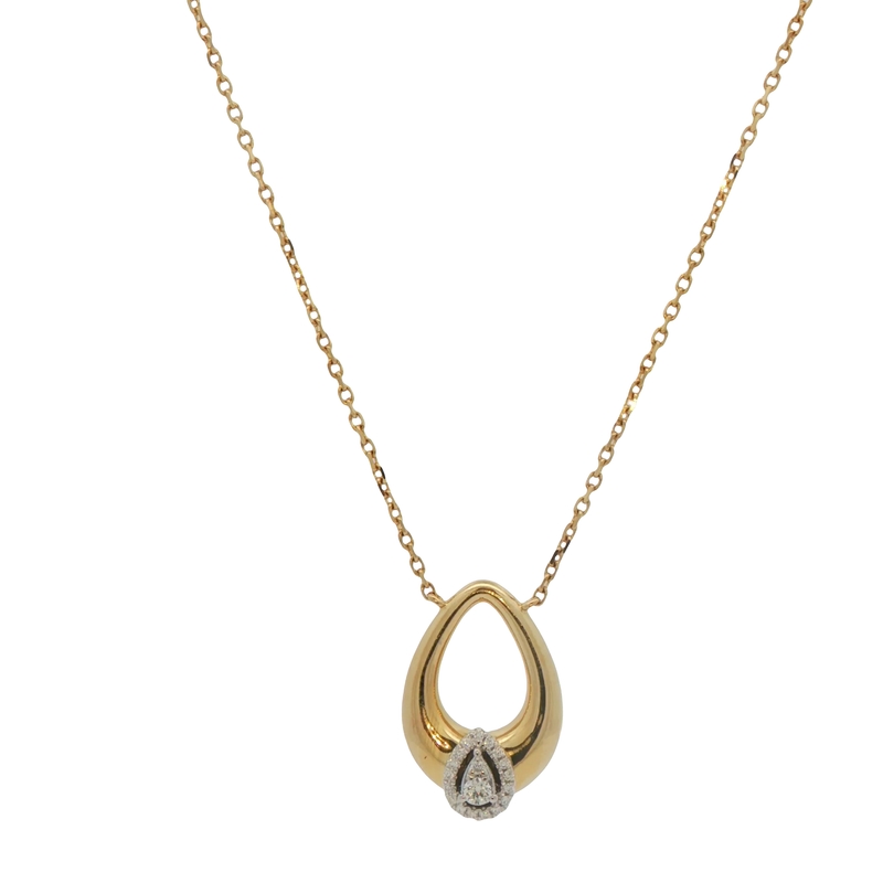 14k Yellow Gold Free Form Diamond Necklace
