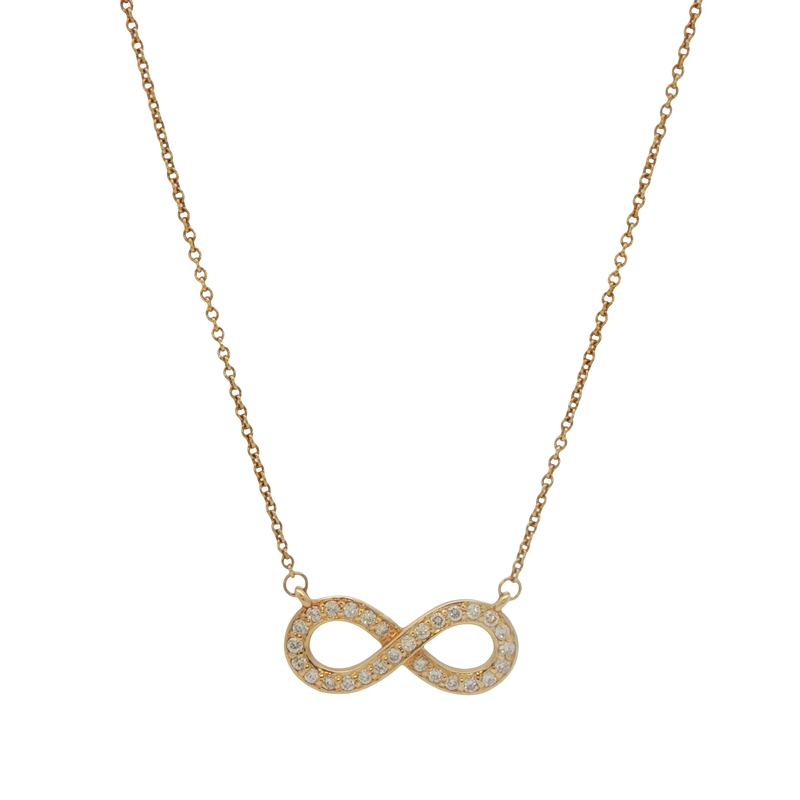 14k Yellow Gold Diamond Infinity Necklace
