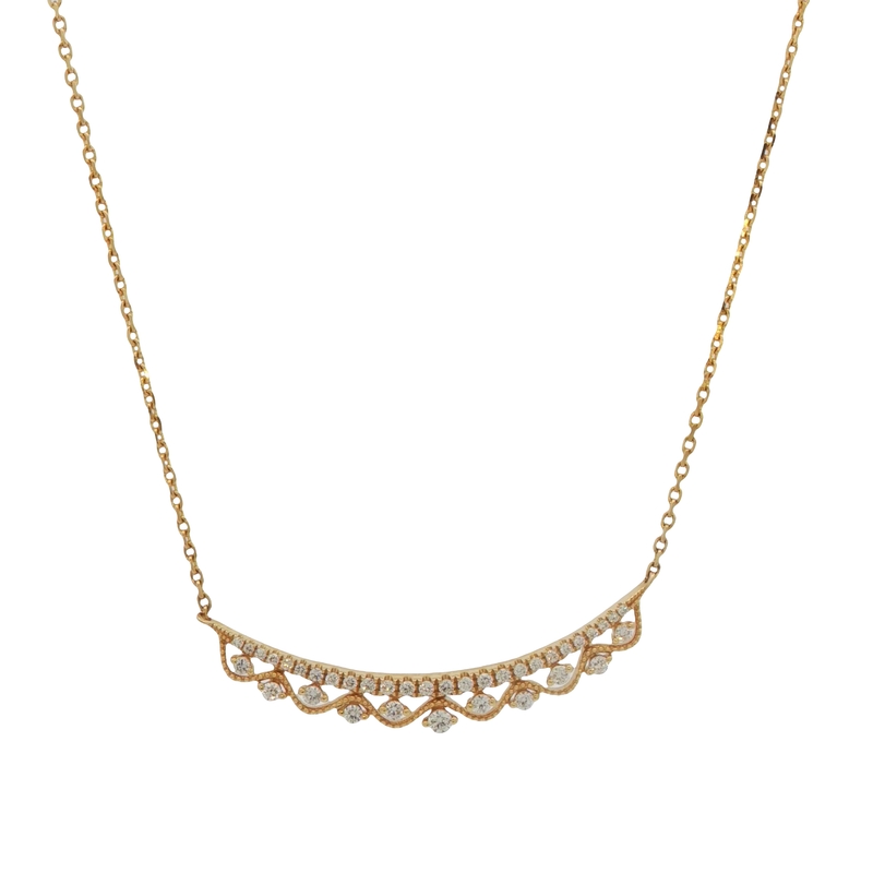 14k Yellow Gold Diamond Bar Necklace