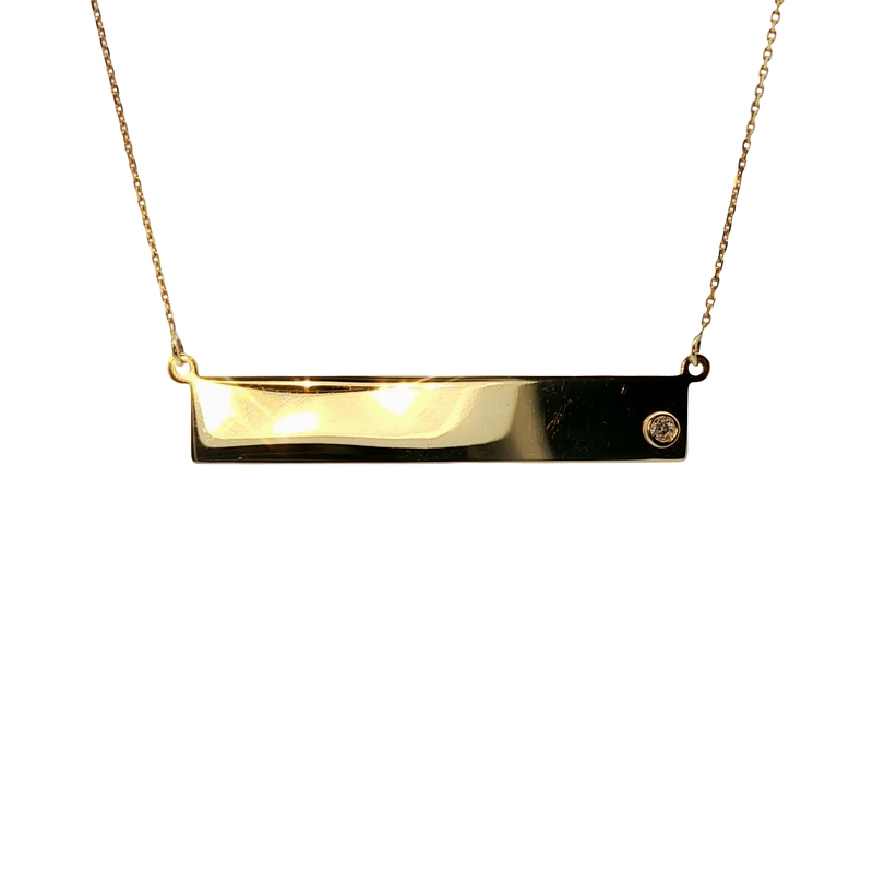 14 Karat Gold Bar Diamond Necklace