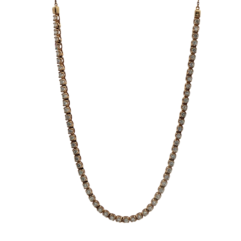 14k Yellow Gold Tennis Necklace