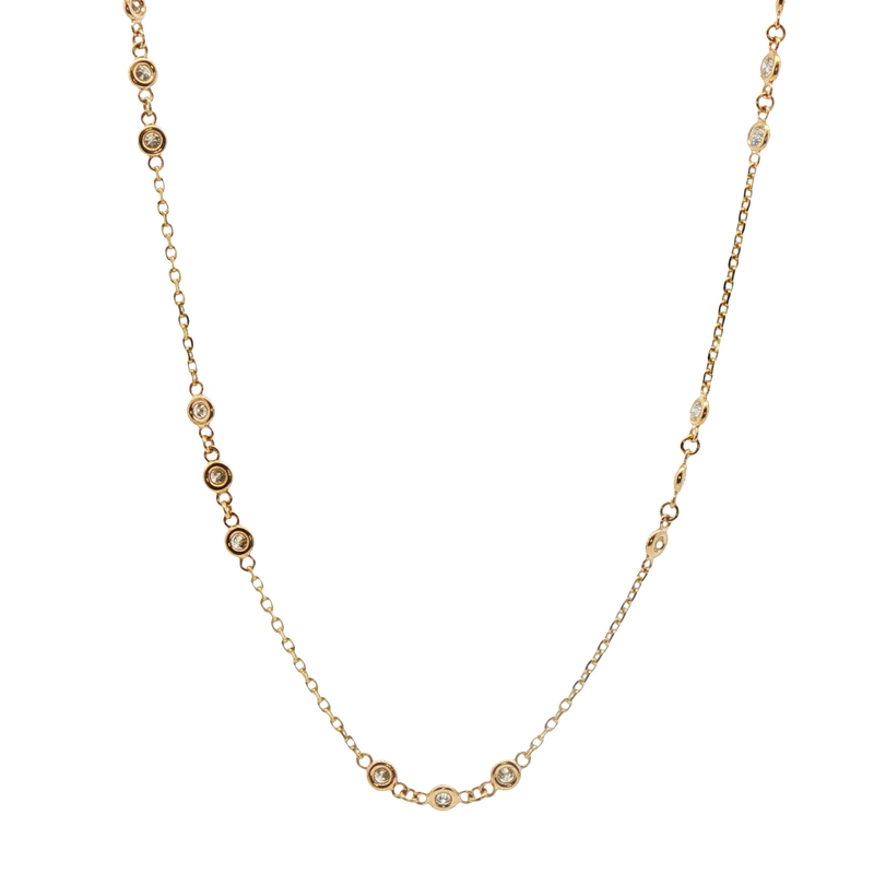 14k Yellow Gold Diamonds By The Yard Necklace