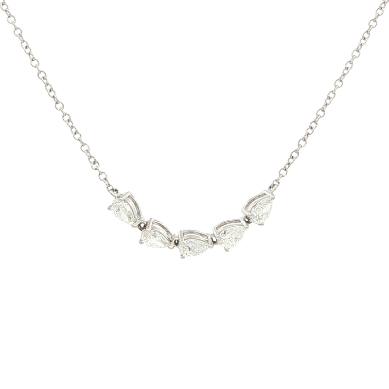 14k White Gold Pear Diamond Necklace