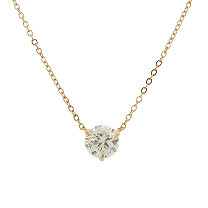 18k Yellow Gold Solitaire Diamond Pendant