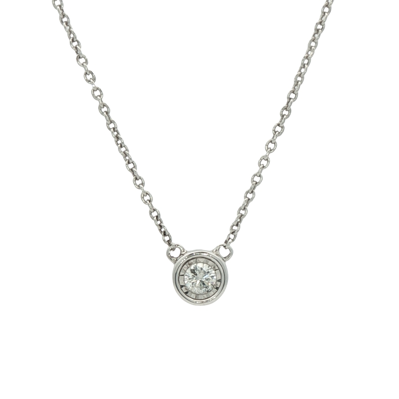 14k White Gold Diamond Solitaire Necklace
