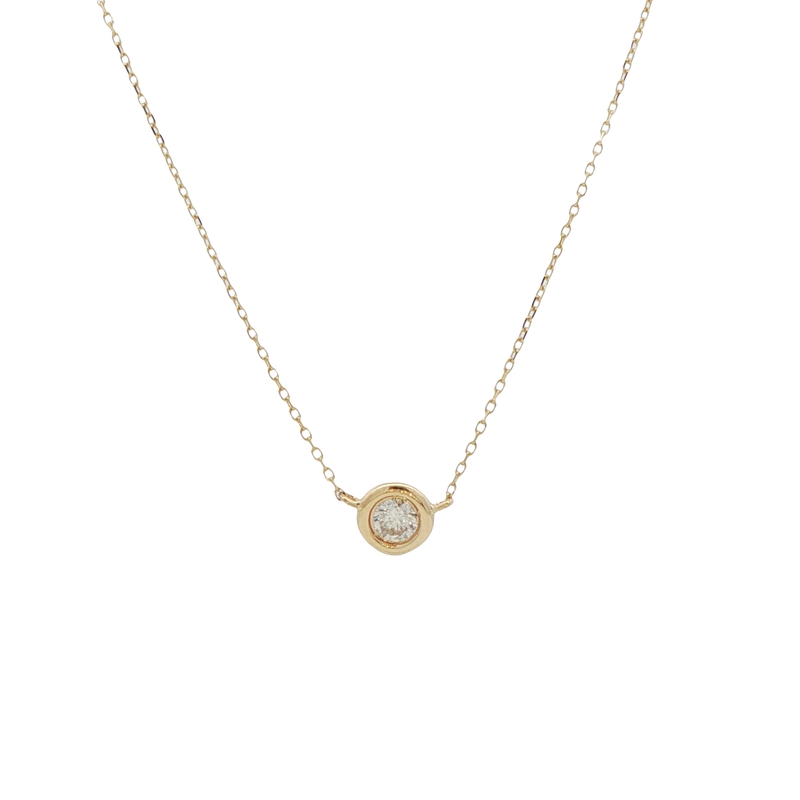 14k Yellow Gold Solitaire Diamond Necklace