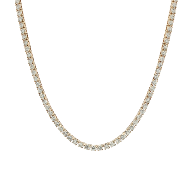 14k Yellow Gold Diamond Tennis Necklace