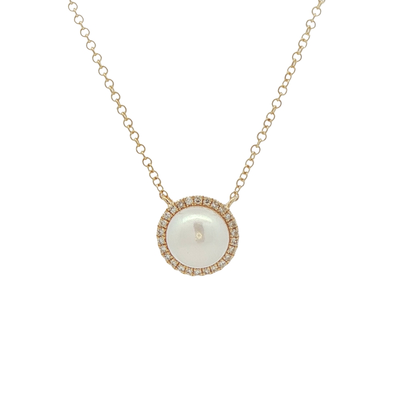 14k Yellow Gold Pearl And Diamond Necklace