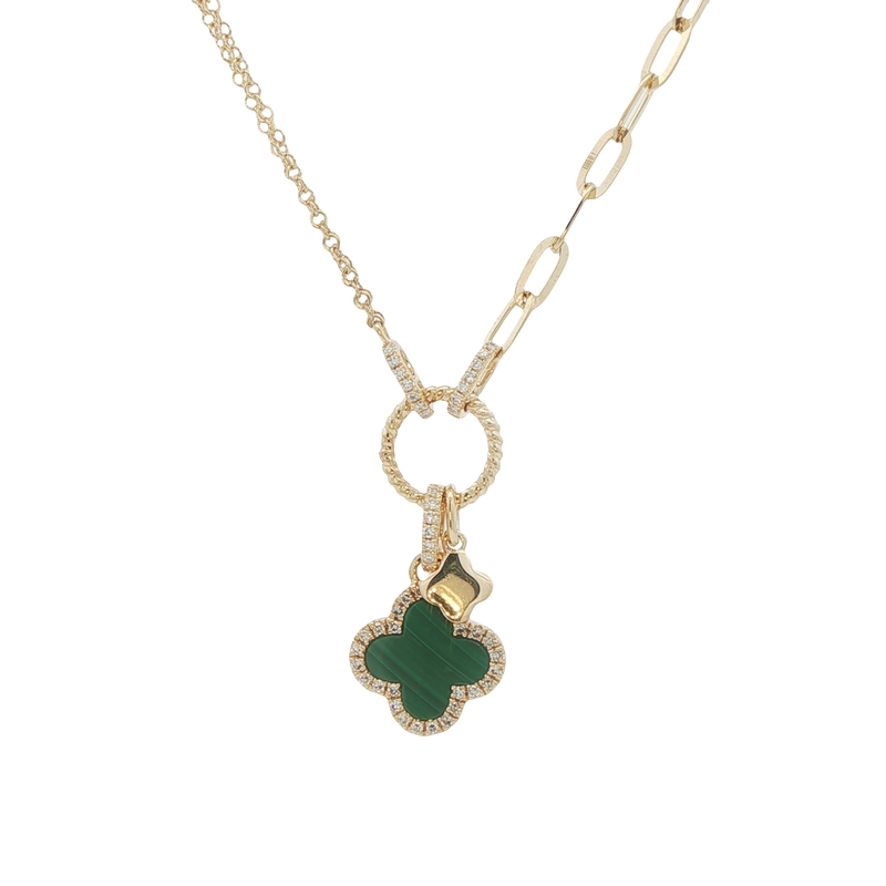 14k Yellow Gold Malachite And Diamond Necklace