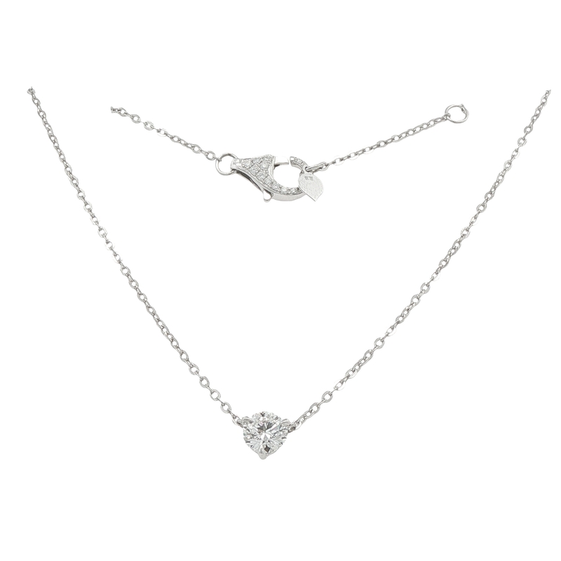 18k White Gold Diamond Solitaire Necklace