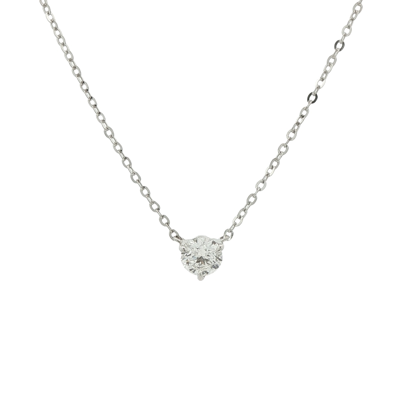 18k White Gold Diamond Solitaire Necklace