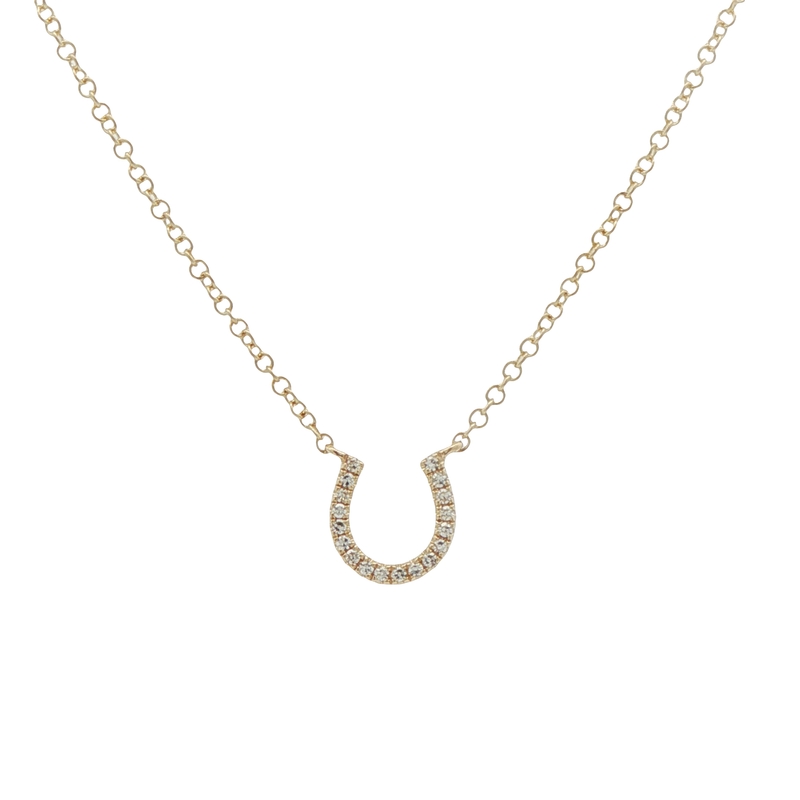 14k Yellow Gold Diamond Horseshoe Necklace
