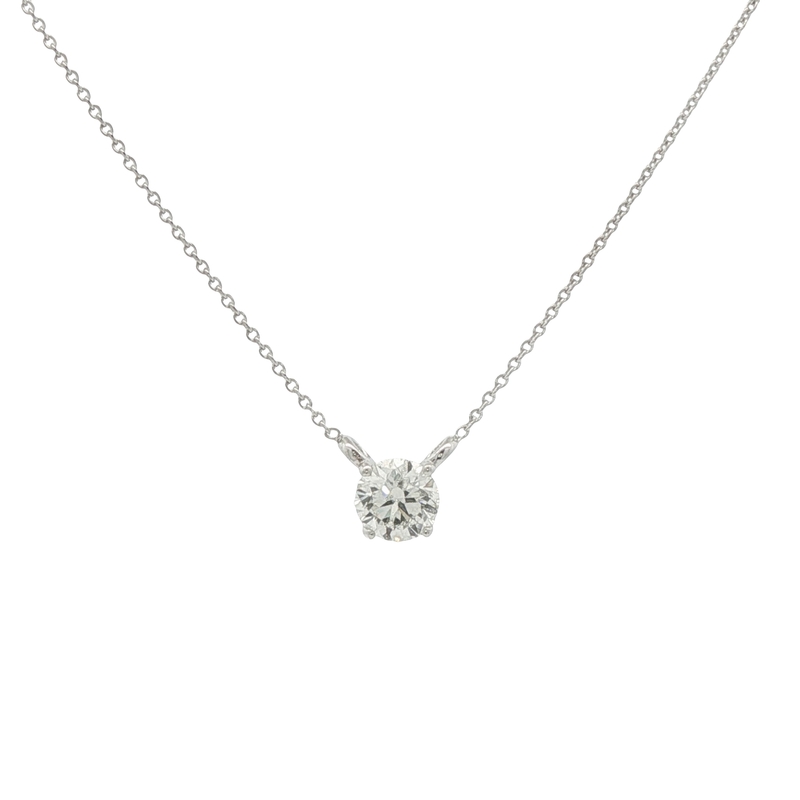 14k White Gold Diamond Solitaire Pendant Necklace