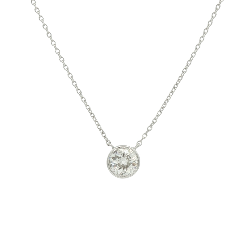 14k White Gold Solitaire Diamond Pendant