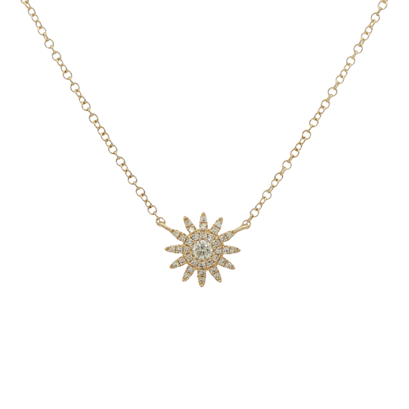 14k Yellow Gold Diamond Starburst Necklace