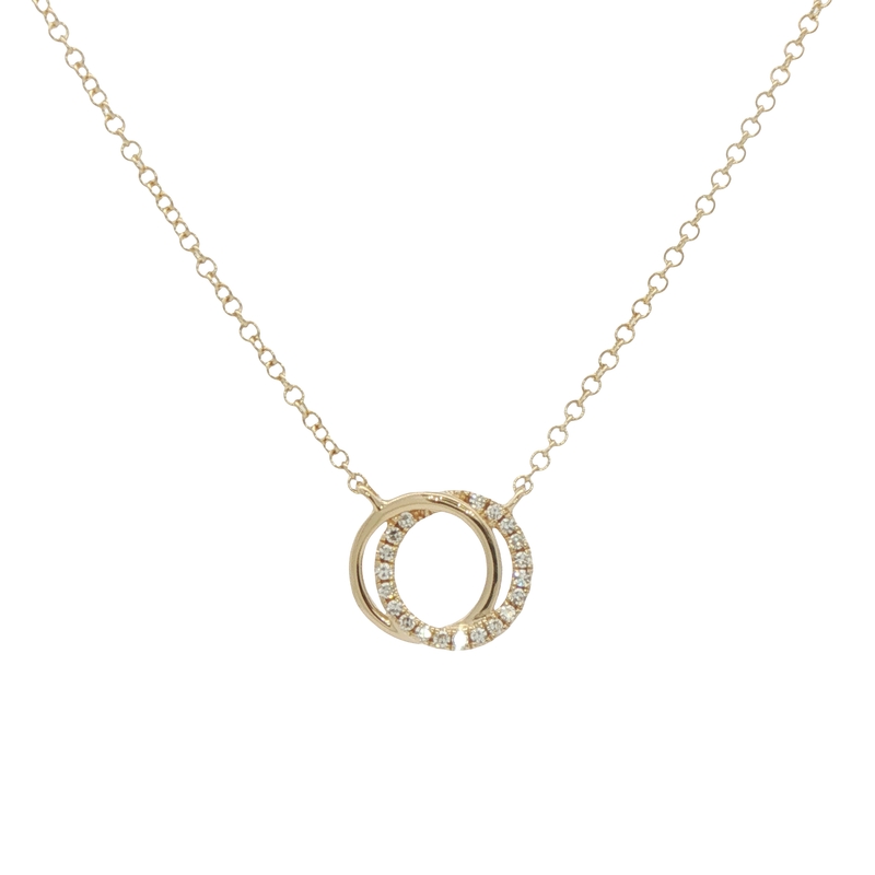 14k Yellow Gold Diamond Circle Necklace