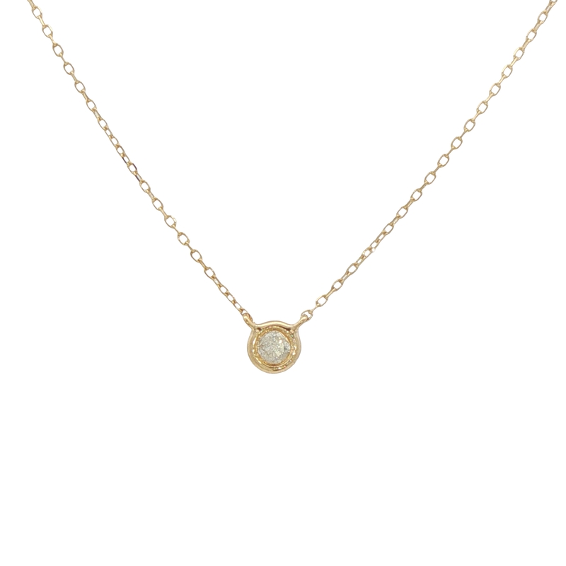 14k Yellow Gold Diamond Solitaire Necklace