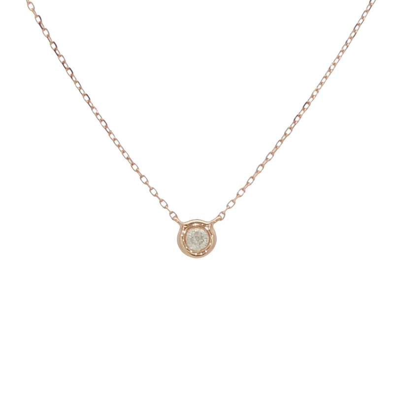 14k Rose Gold Solitaire Diamond Necklace