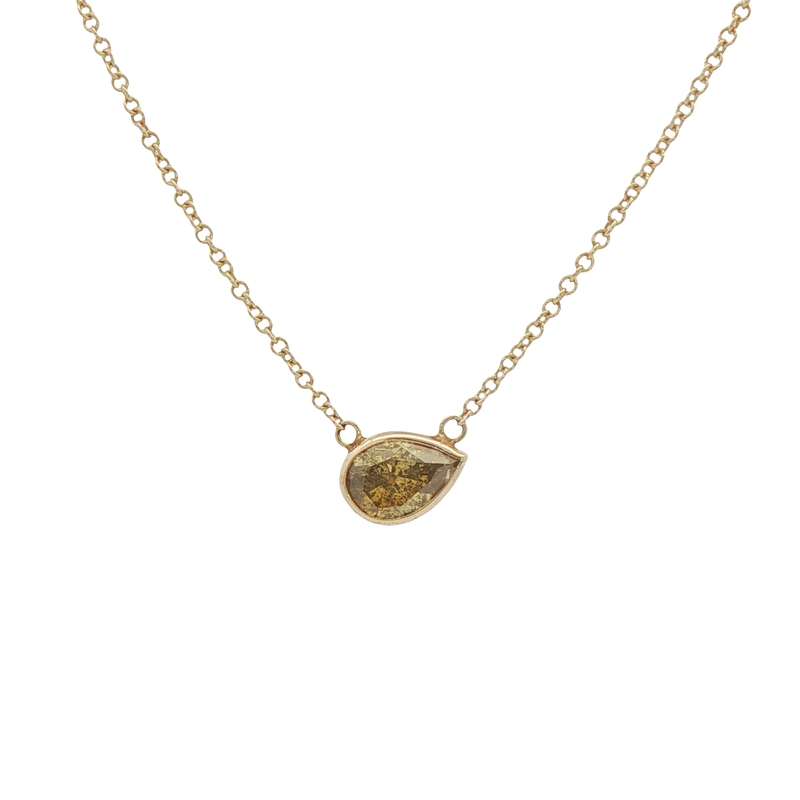 14k Yellow Gold Pear Diamond Necklace