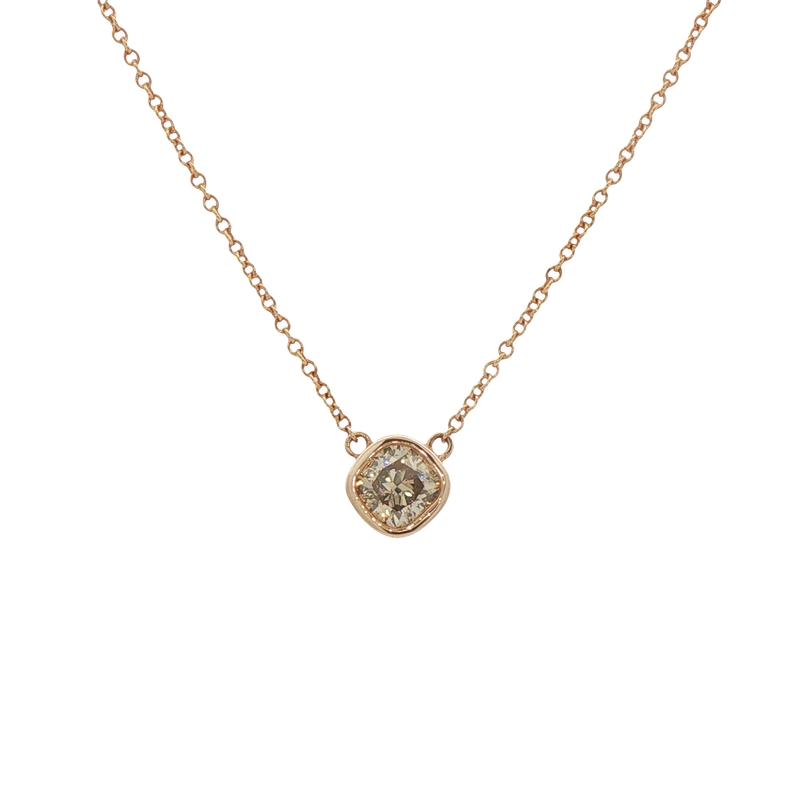 14k Rose Gold Cushion Diamond Necklace