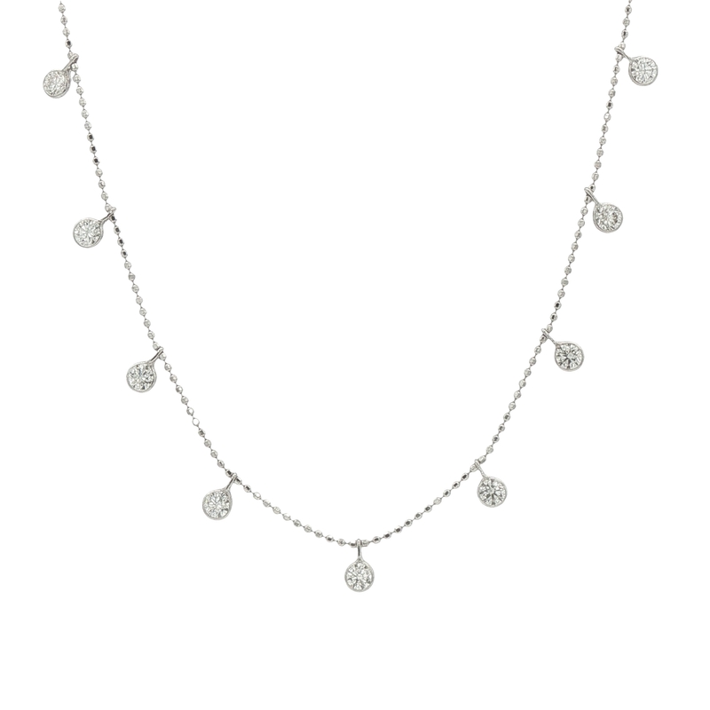 14k White Gold Diamond Station Necklace