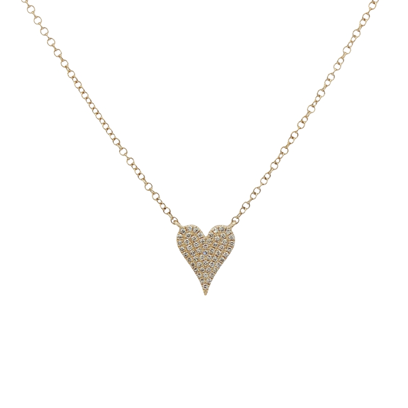 14k Yellow Gold Pave Heart Necklace