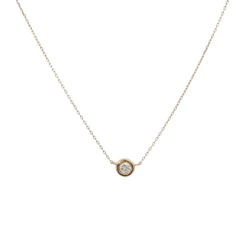 14k Yellow Gold Solitaire Diamond Necklace