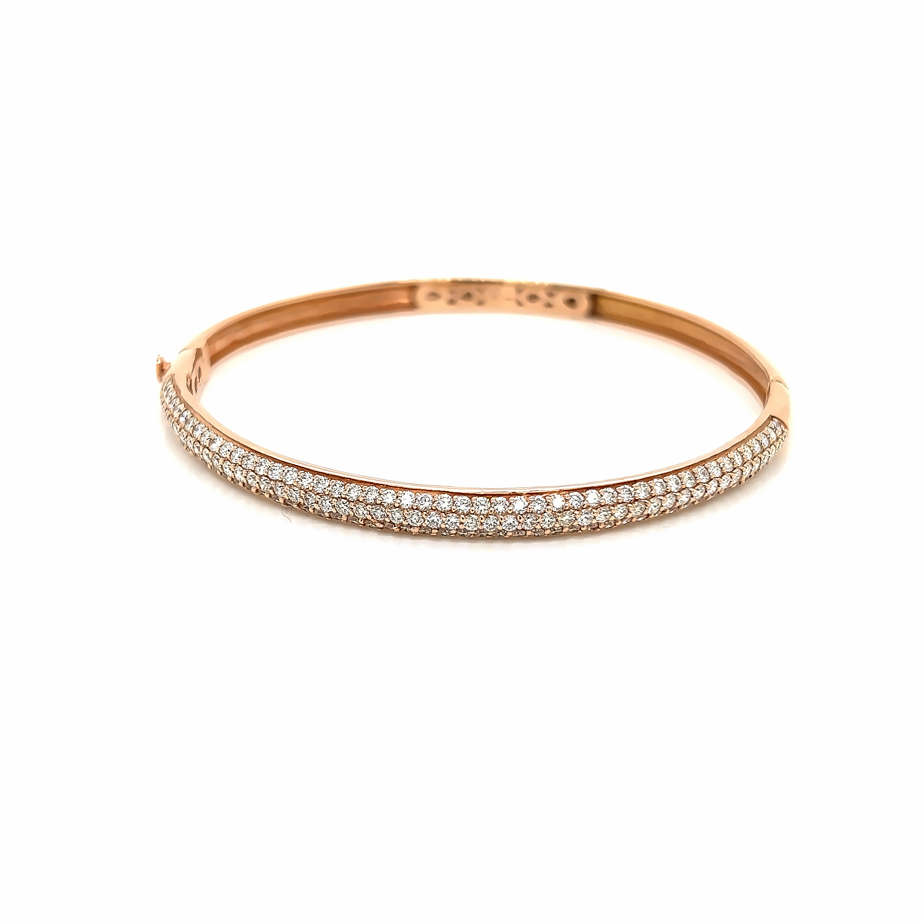 Rose 14 Karat Bangle Bracelet With 145=2.53Tw Round Brilliant G Vs Diamonds